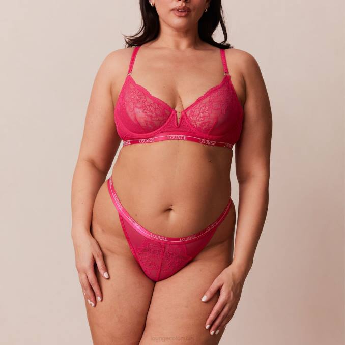 conjunto de sujetador y tanga royal balconette mujer Rosa caliente Lounge ropa interior R88Z56