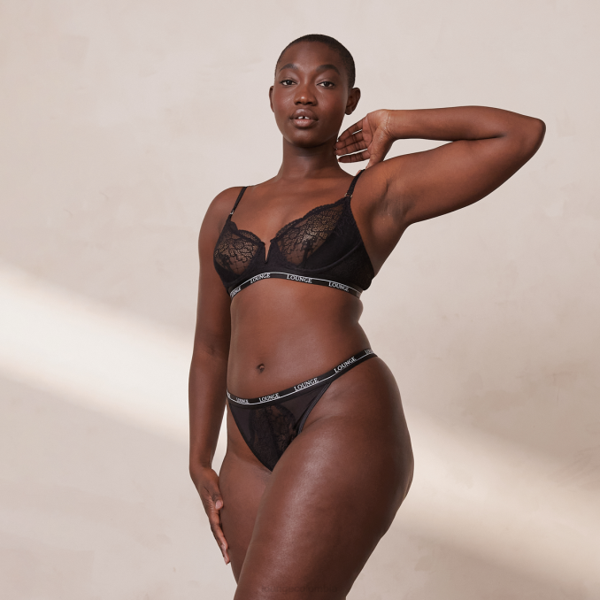 conjunto de sujetador y tanga royal balconette mujer negro Lounge ropa interior R88Z35