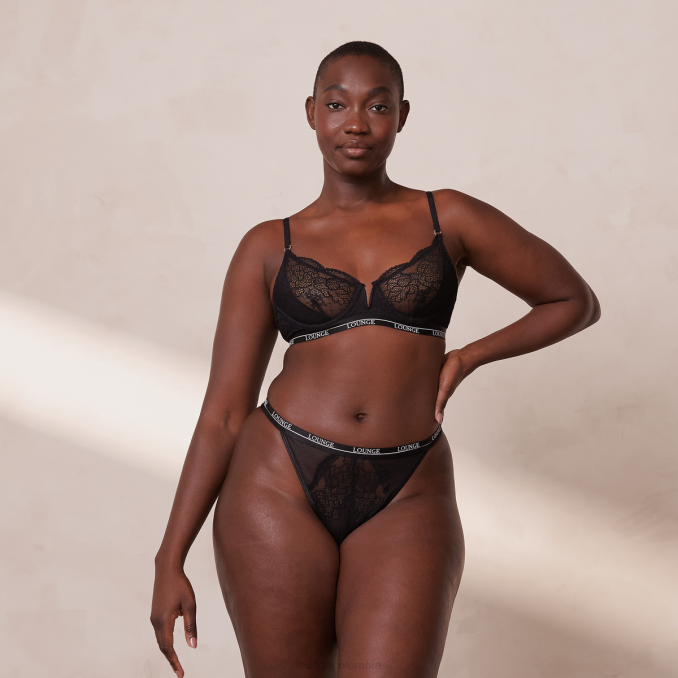 conjunto de sujetador y tanga royal balconette mujer negro Lounge ropa interior R88Z35