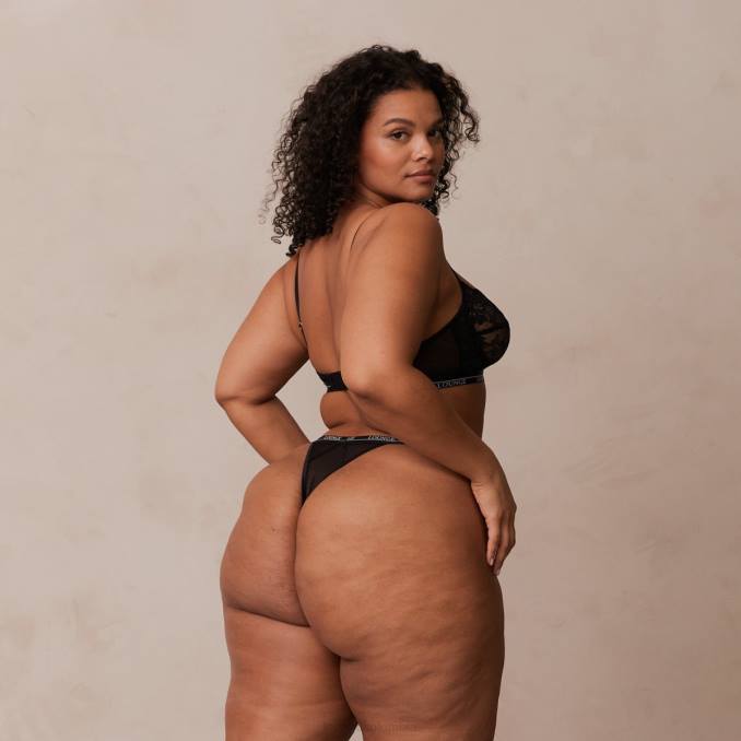 conjunto de tanga y sujetador balconette floral mujer negro Lounge ropa interior R88Z3