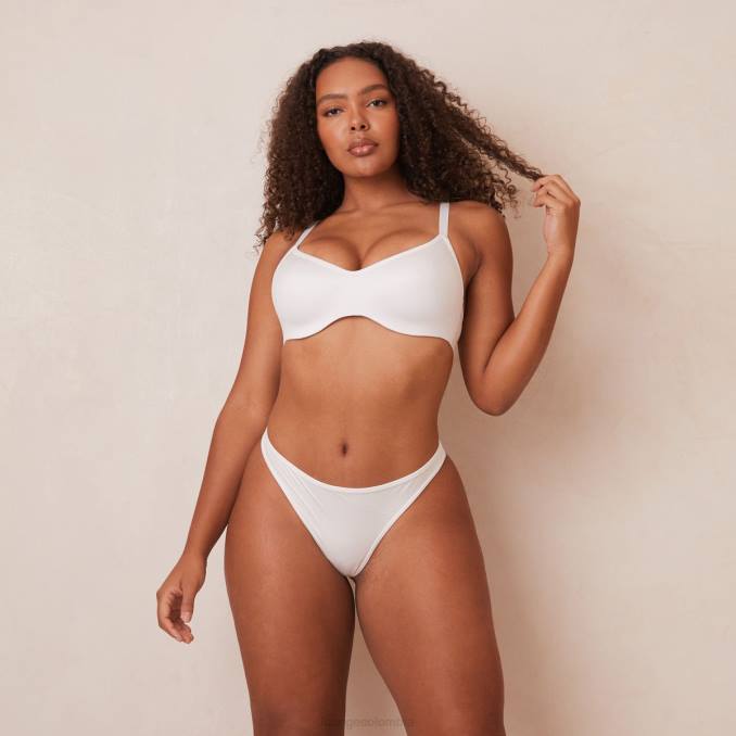 elegante conjunto de sujetador y tanga/braguitas mujer blanco Lounge ropa interior R88Z105