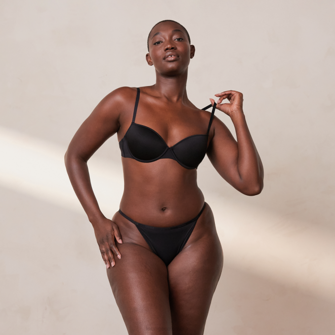 tu conjunto diario de sujetador y tanga/braguitas mujer negro Lounge ropa interior R88Z124