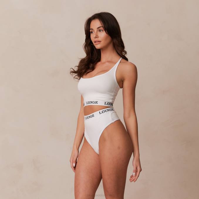 Conjunto básico bralette y tanga/braguita bambú mujer blanco Lounge ropa interior R88Z221