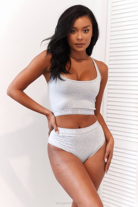 Conjunto básico bralette y tanga/braguita bambú mujer gris Lounge ropa interior R88Z219