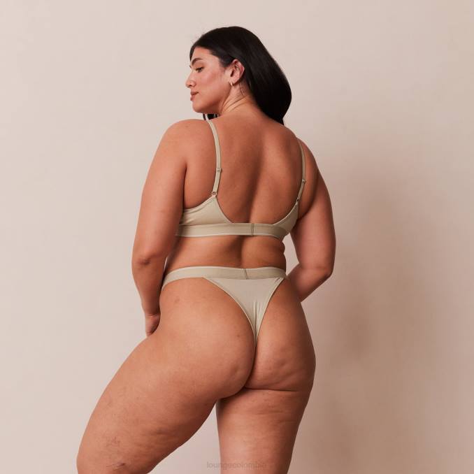 Conjunto de sujetador triangular minimalista y tanga/braguitas de bambú mujer aceituna Lounge ropa interior R88Z218