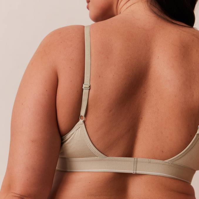 Conjunto de sujetador triangular minimalista y tanga/braguitas de bambú mujer aceituna Lounge ropa interior R88Z218