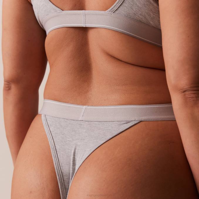 Conjunto de sujetador triangular minimalista y tanga/braguitas de bambú mujer gris Lounge ropa interior R88Z214