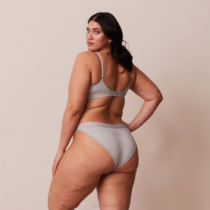 Conjunto de sujetador triangular minimalista y tanga/braguitas de bambú mujer gris Lounge ropa interior R88Z214