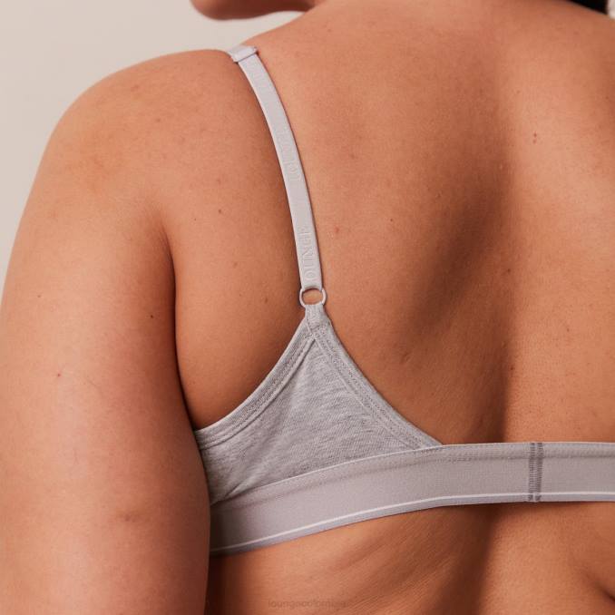 Conjunto de sujetador triangular minimalista y tanga/braguitas de bambú mujer gris Lounge ropa interior R88Z214