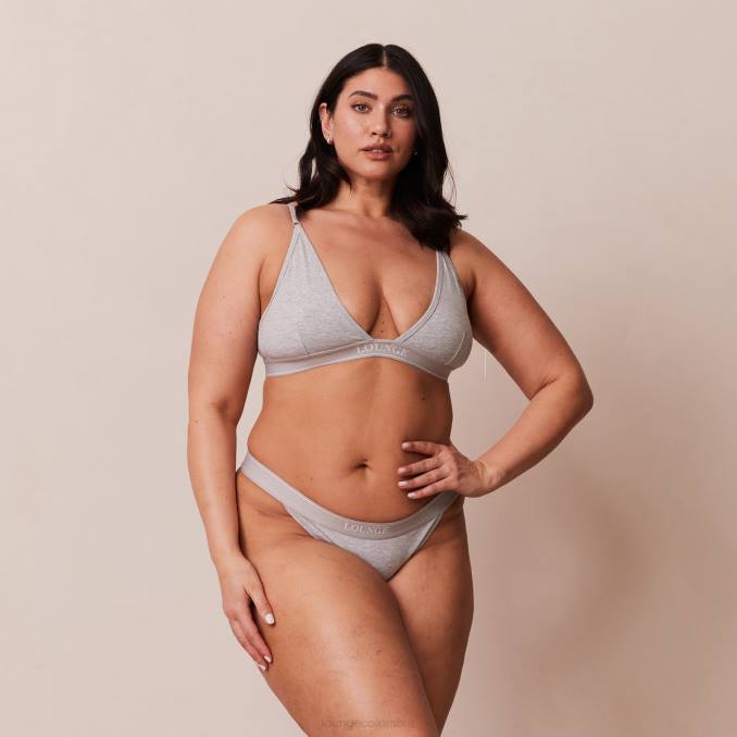 Conjunto de sujetador triangular minimalista y tanga/braguitas de bambú mujer gris Lounge ropa interior R88Z214