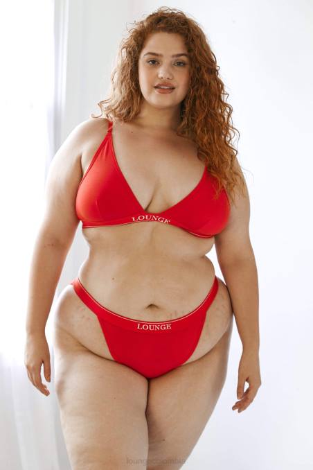 Conjunto de sujetador triangular minimalista y tanga/braguitas de bambú mujer rojo Lounge ropa interior R88Z211