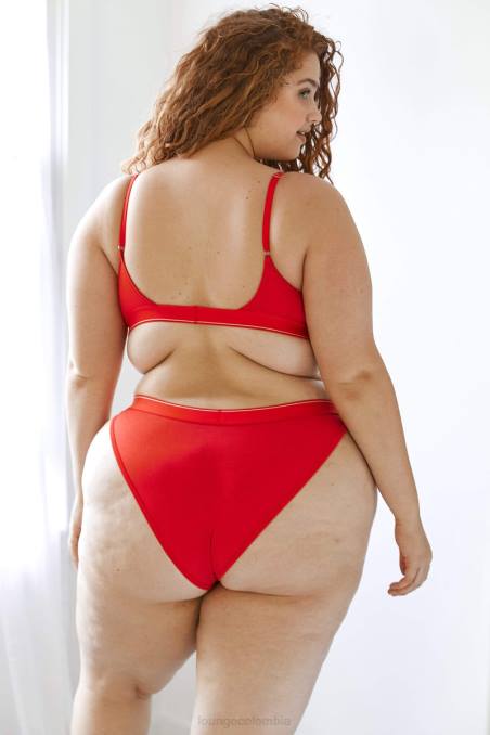 Conjunto de sujetador triangular minimalista y tanga/braguitas de bambú mujer rojo Lounge ropa interior R88Z211