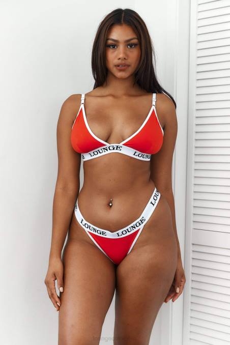 Conjunto de sujetador triangular y tanga/braguitas de bambú mujer rojo Lounge ropa interior R88Z194