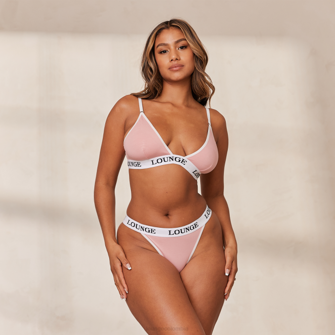 Conjunto de sujetador triangular y tanga/braguitas de bambú mujer rosa Lounge ropa interior R88Z172