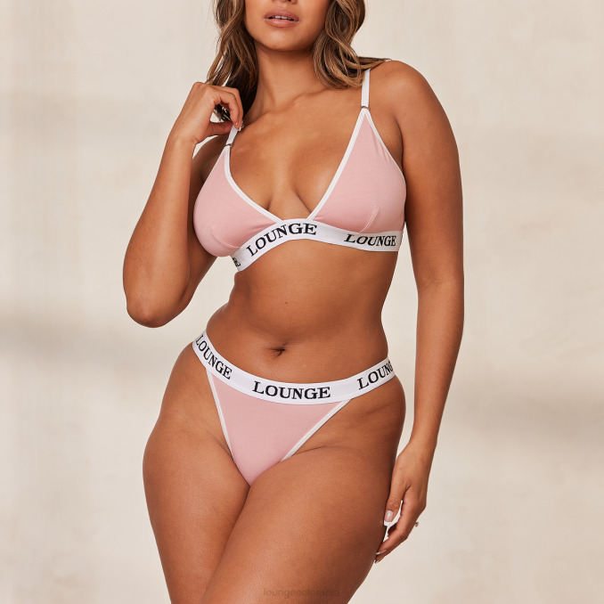 Conjunto de sujetador triangular y tanga/braguitas de bambú mujer rosa Lounge ropa interior R88Z172
