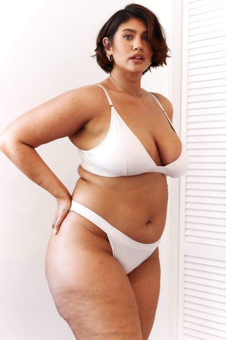 Conjunto de sujetador triangular y tanga/braguitas de bambú mujer toda crema Lounge ropa interior R88Z196