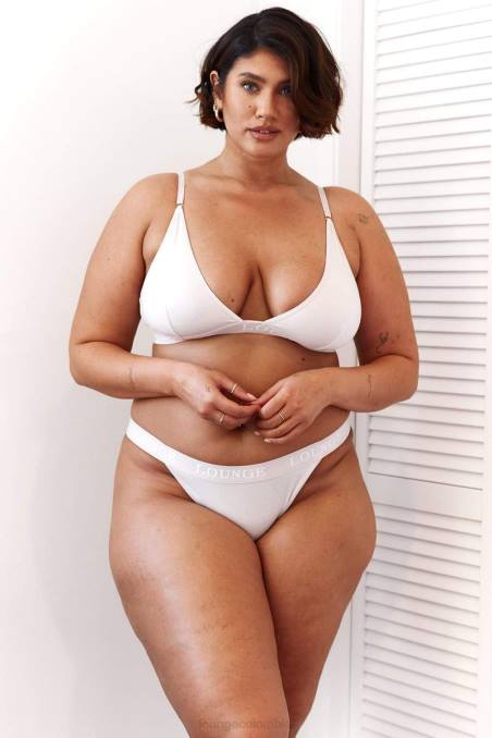 Conjunto de sujetador triangular y tanga/braguitas de bambú mujer toda crema Lounge ropa interior R88Z196