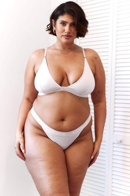 Conjunto de sujetador triangular y tanga/braguitas de bambú mujer toda crema Lounge ropa interior R88Z196