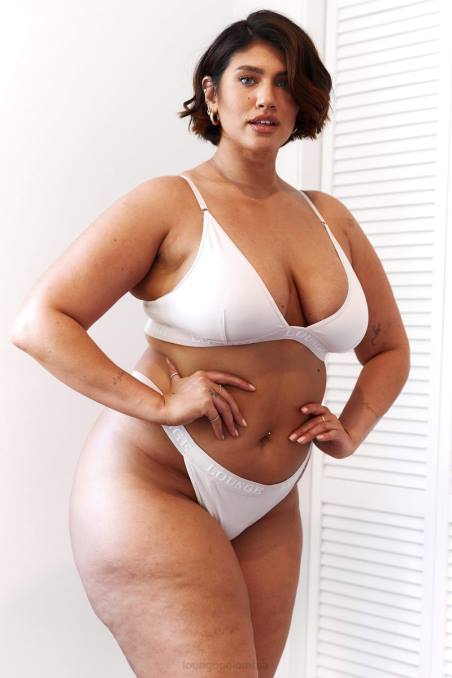 Conjunto de sujetador triangular y tanga/braguitas de bambú mujer toda crema Lounge ropa interior R88Z196