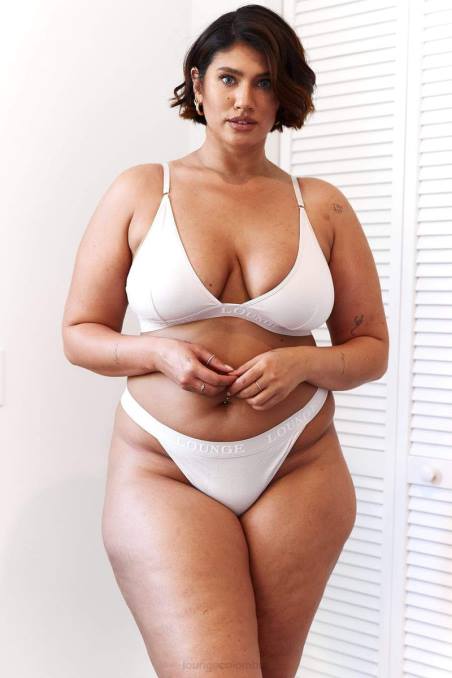 Conjunto de sujetador triangular y tanga/braguitas de bambú mujer toda crema Lounge ropa interior R88Z196