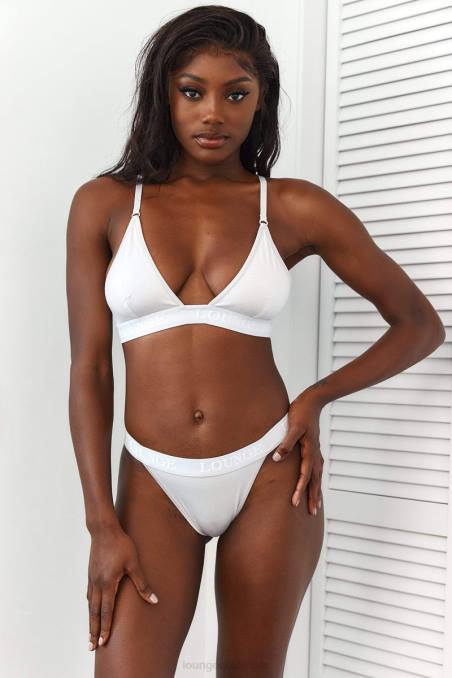 Conjunto de sujetador triangular y tanga/braguitas de bambú mujer toda crema Lounge ropa interior R88Z196