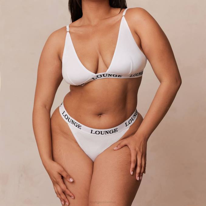 Conjunto de sujetador triangular y tanga/braguitas de bambú mujer todo blanco Lounge ropa interior R88Z174