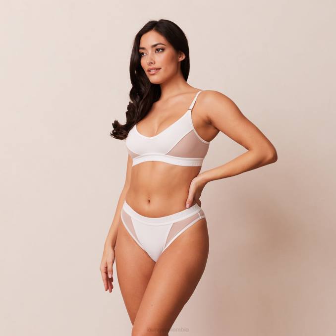 Conjunto de sujetador y tanga/braguitas de malla contorneada mujer blanco Lounge ropa interior R88Z216