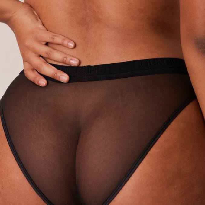 Conjunto de sujetador y tanga/braguitas de malla. mujer negro Lounge ropa interior R88Z183