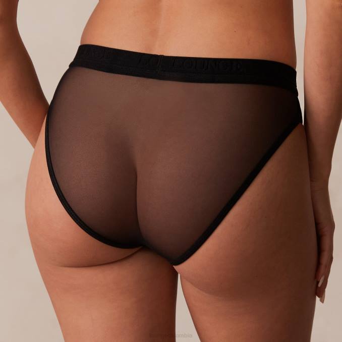 Conjunto de sujetador y tanga/braguitas de malla. mujer negro Lounge ropa interior R88Z183