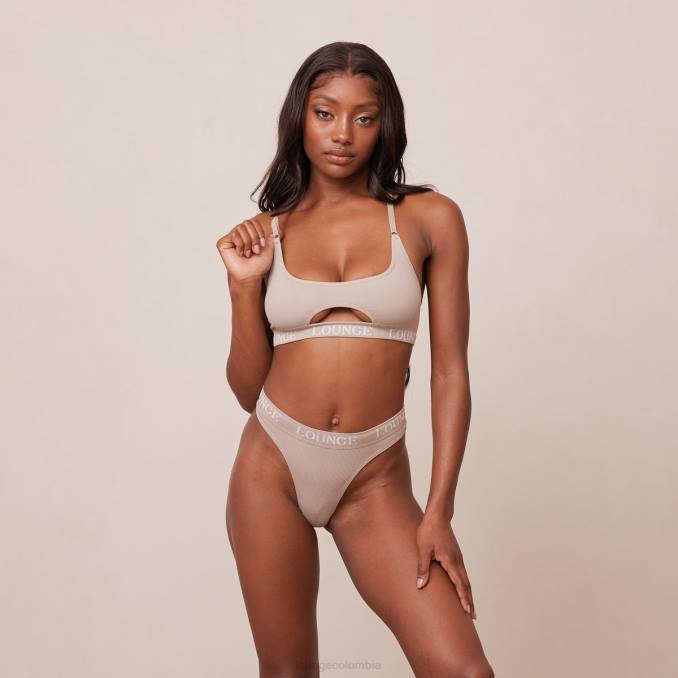 Conjunto de sujetador y tanga/braguitas sin costuras mujer visón Lounge ropa interior R88Z190