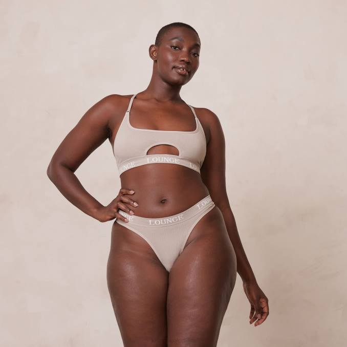 Conjunto de sujetador y tanga/braguitas sin costuras mujer visón Lounge ropa interior R88Z190