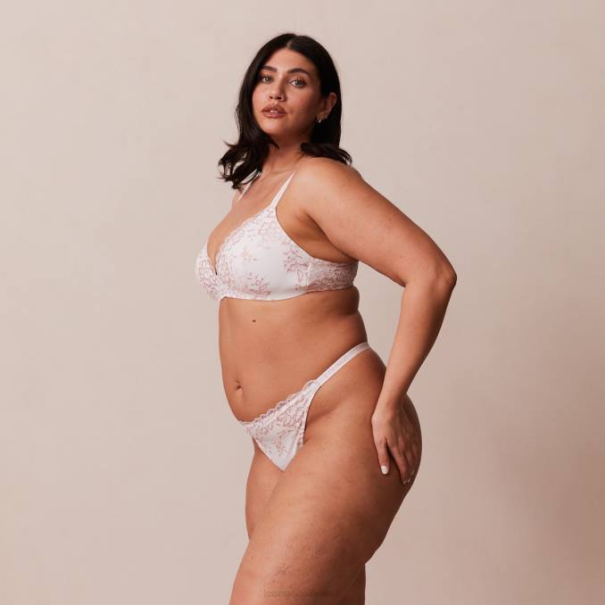 Conjunto de tanga y sujetador mágico de encaje mujer blanco Lounge ropa interior R88Z208