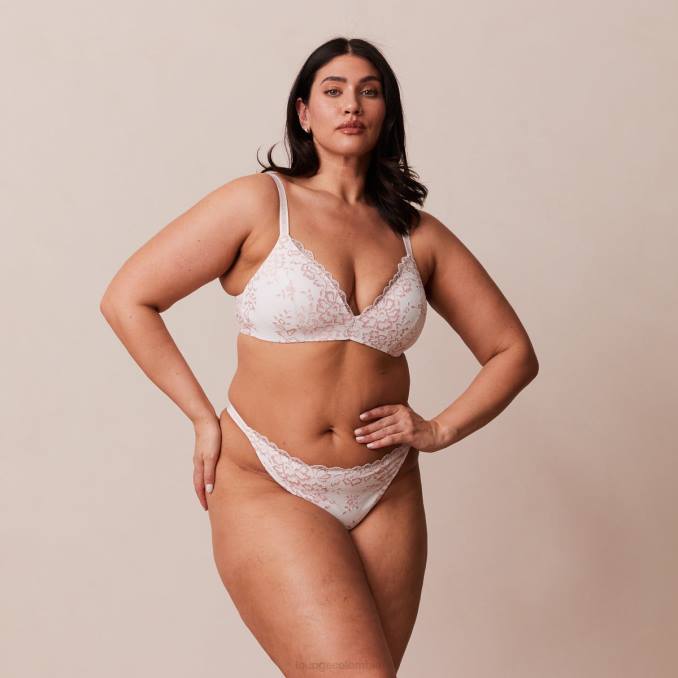 Conjunto de tanga y sujetador mágico de encaje mujer blanco Lounge ropa interior R88Z208