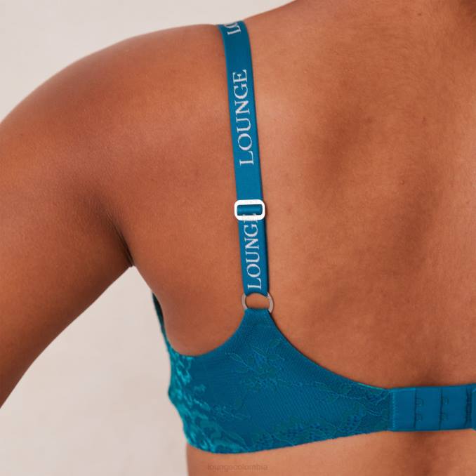 Conjunto de tanga y sujetador mágico de encaje mujer turquesa Lounge ropa interior R88Z210