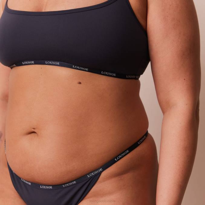Conjunto esencial de bralette y tanga/braguita. mujer carbón azul Lounge ropa interior R88Z179