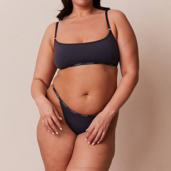 Conjunto esencial de bralette y tanga/braguita. mujer carbón azul Lounge ropa interior R88Z179