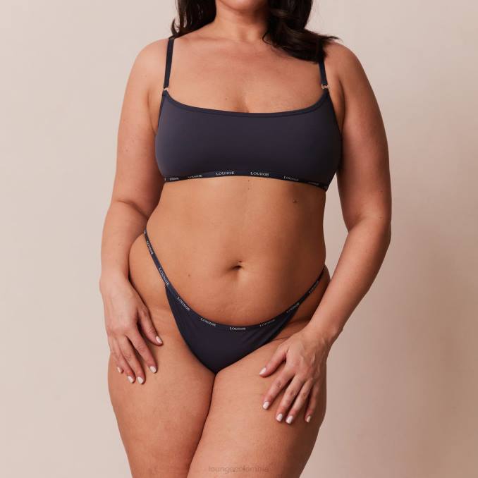 Conjunto esencial de bralette y tanga/braguita. mujer carbón azul Lounge ropa interior R88Z179