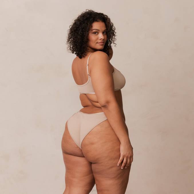 Conjunto esencial de bralette y tanga/braguita. mujer visón Lounge ropa interior R88Z180