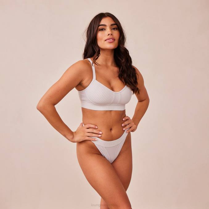 conjunto de sujetador y tanga desnudos mujer gris Lounge ropa interior R88Z177