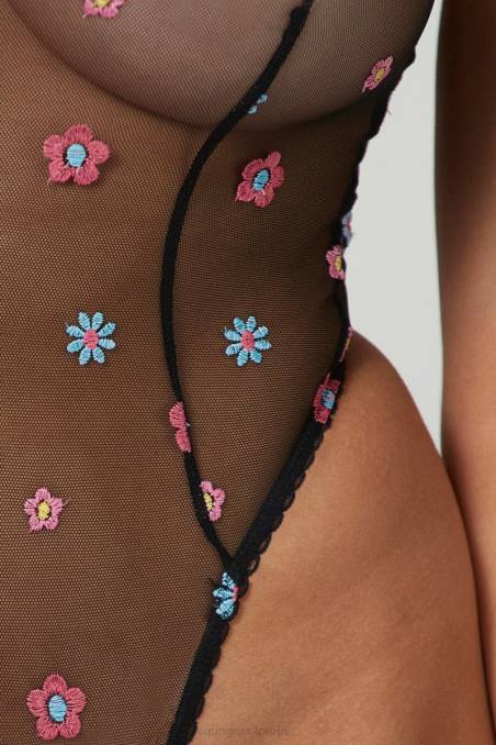 body floral transparente mujer negro Lounge ropa interior R88Z264