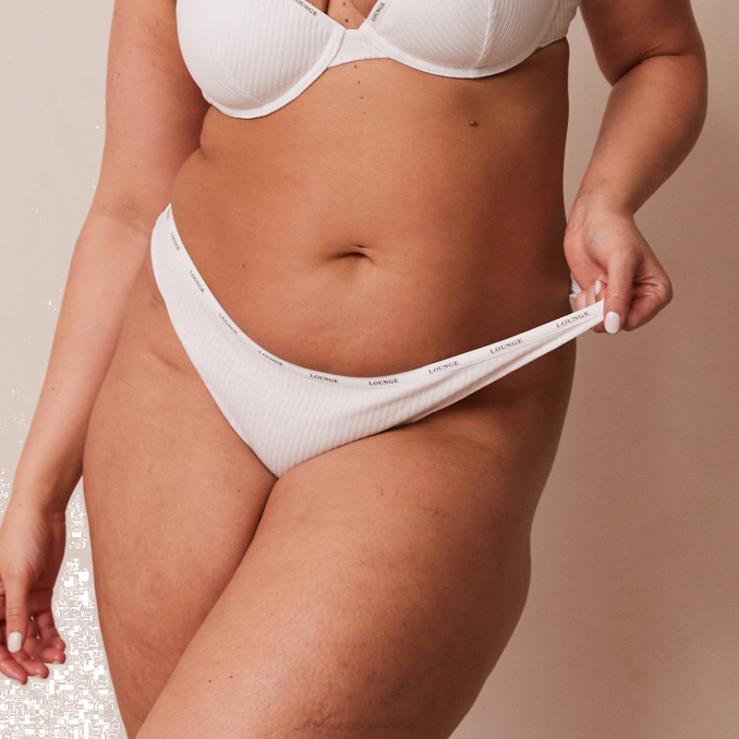 tanga acanalado tan suave mujer blanco Lounge ropa interior R88Z693