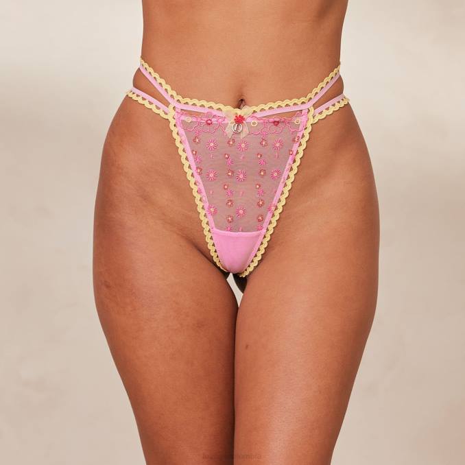 tanga con bordado de margaritas mujer rosa Lounge ropa interior R88Z276