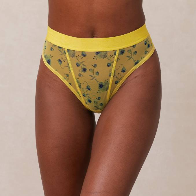 tanga de malla floral mujer amarillo Lounge ropa interior R88Z293