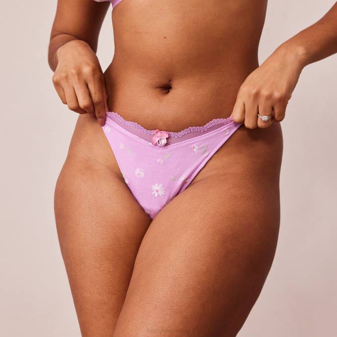 tanga triangular floral de canalé mujer rosa lavanda Lounge ropa interior R88Z470