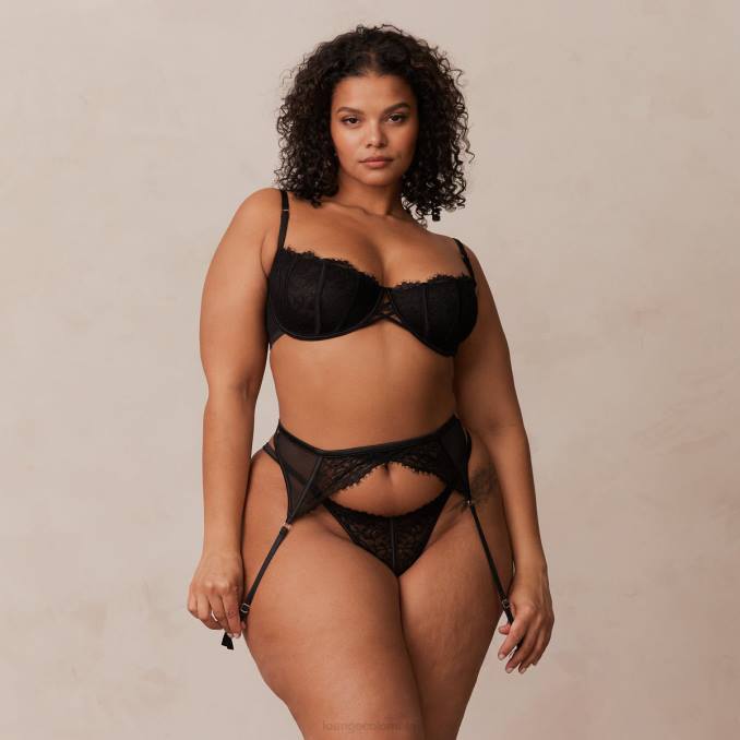 conjunto íntimo de kylie mujer negro Lounge ropa interior R88Z349