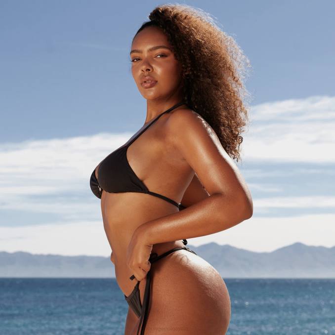 top de bikini de lujo color canela mujer negro Lounge trajes de baño R88Z1022