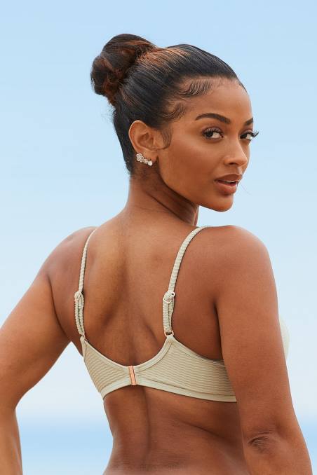 top de bikini texturizado new york mujer aceituna Lounge trajes de baño R88Z978