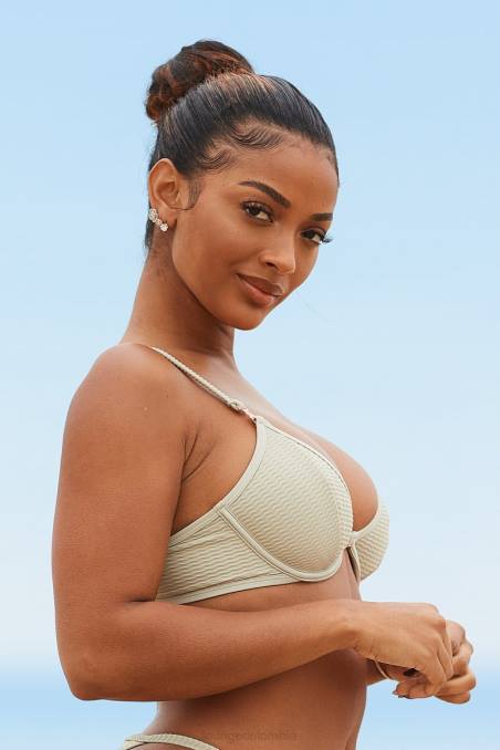 top de bikini texturizado new york mujer aceituna Lounge trajes de baño R88Z978