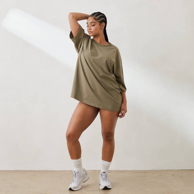 camiseta extragrande básica mujer aceituna Lounge vestir R88Z849