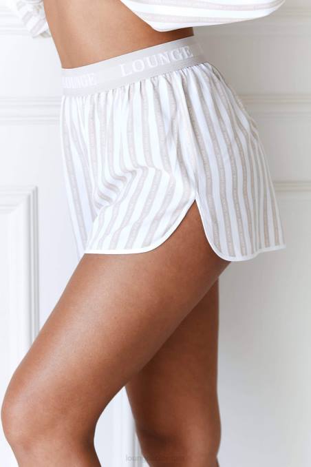 Conjunto de pijama con camisa y shorts a rayas diplomáticas mujer visón Lounge vestir R88Z967